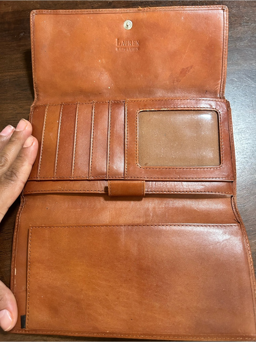 Lauren Ralph Lauren Tan Leather Men's Bifold Wallet with ID Window